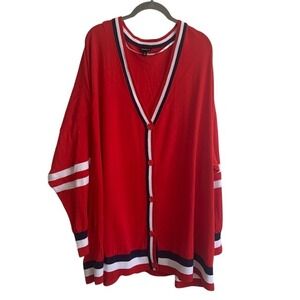 Preppy Varsity Style Cardigan 5X Classic Americana Academia Coastal Grandma Plus